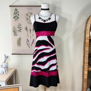 Vtg 90s Y2k Pink Zebra Tiger Babydoll Mini Dress Trashy McBling Gyaru Bimbo S